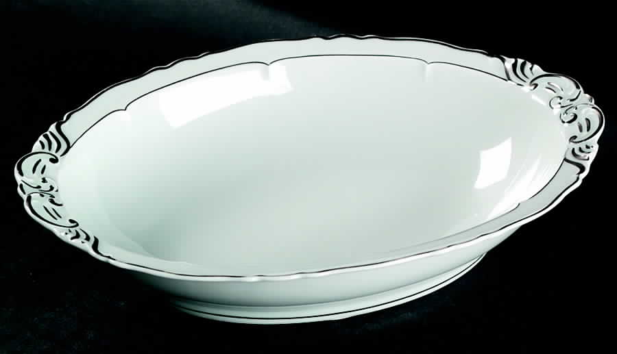 Versailles White (Platinum Trim) 10" Oval Vegetable Bowl by Haviland-1
