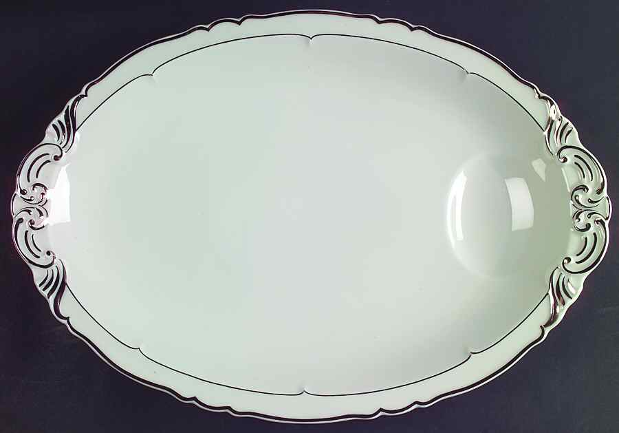 Versailles White (Platinum Trim) 16" Oval Serving Platter by Haviland-1