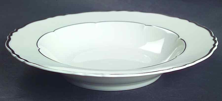Versailles White (Platinum Trim) Rim Soup Bowl by Haviland-1