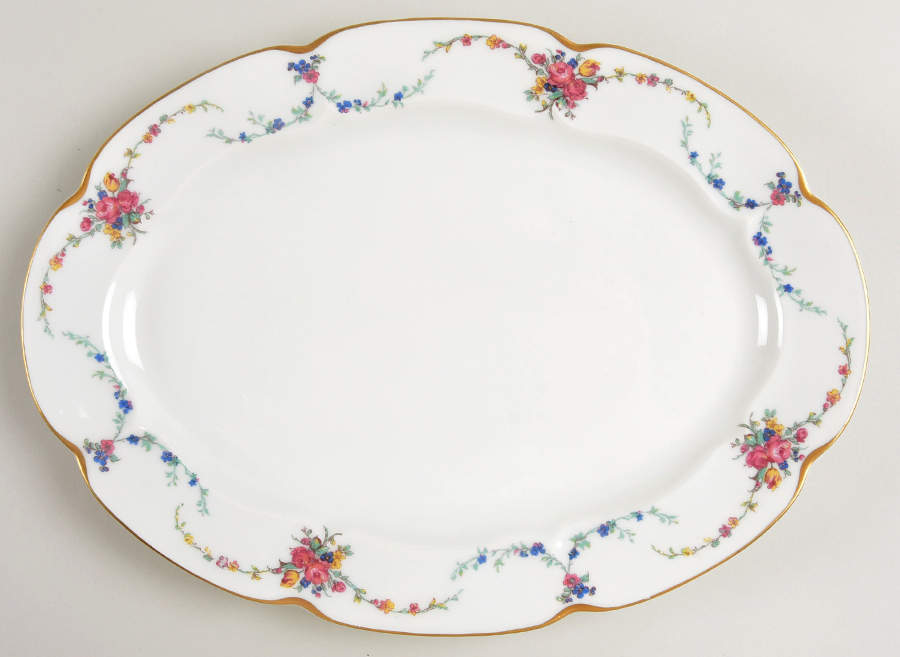 Victoria (Older, Scalloped) 11" Oval Serving Platter by Haviland-1
