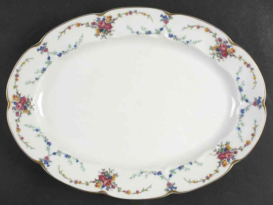 Victoria (Older, Scalloped) 13" Oval Serving Platter by Haviland-1