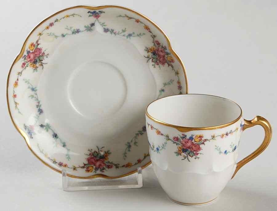 Victoria (Older, Scalloped) Flat Demitasse Cup & Saucer Set by Haviland-1