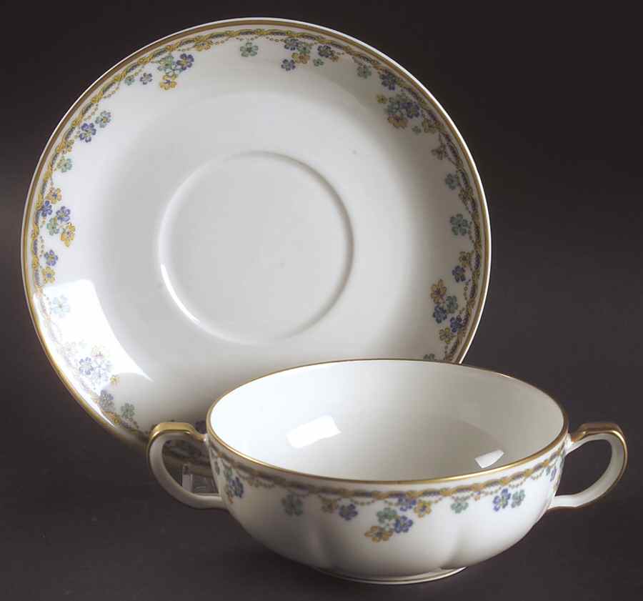 Vincennes Flat Cream Soup Bowl & Saucer Set by Haviland-1