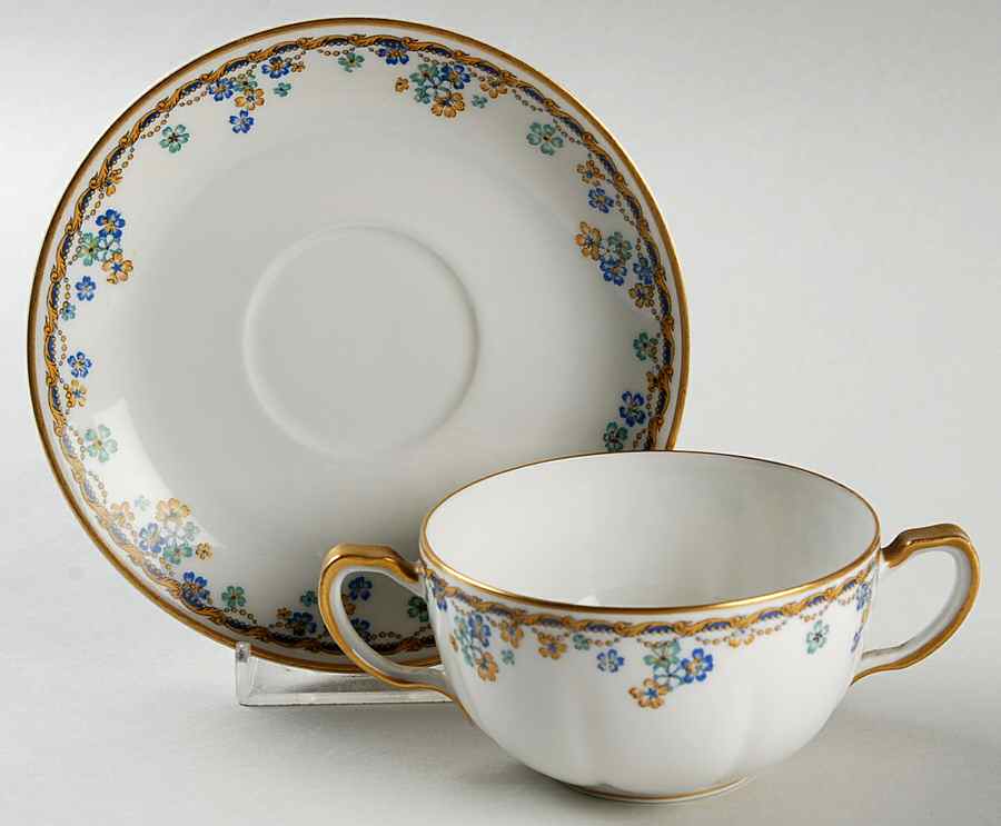 Vincennes Flat Bouillon Cup & Saucer by Haviland-1