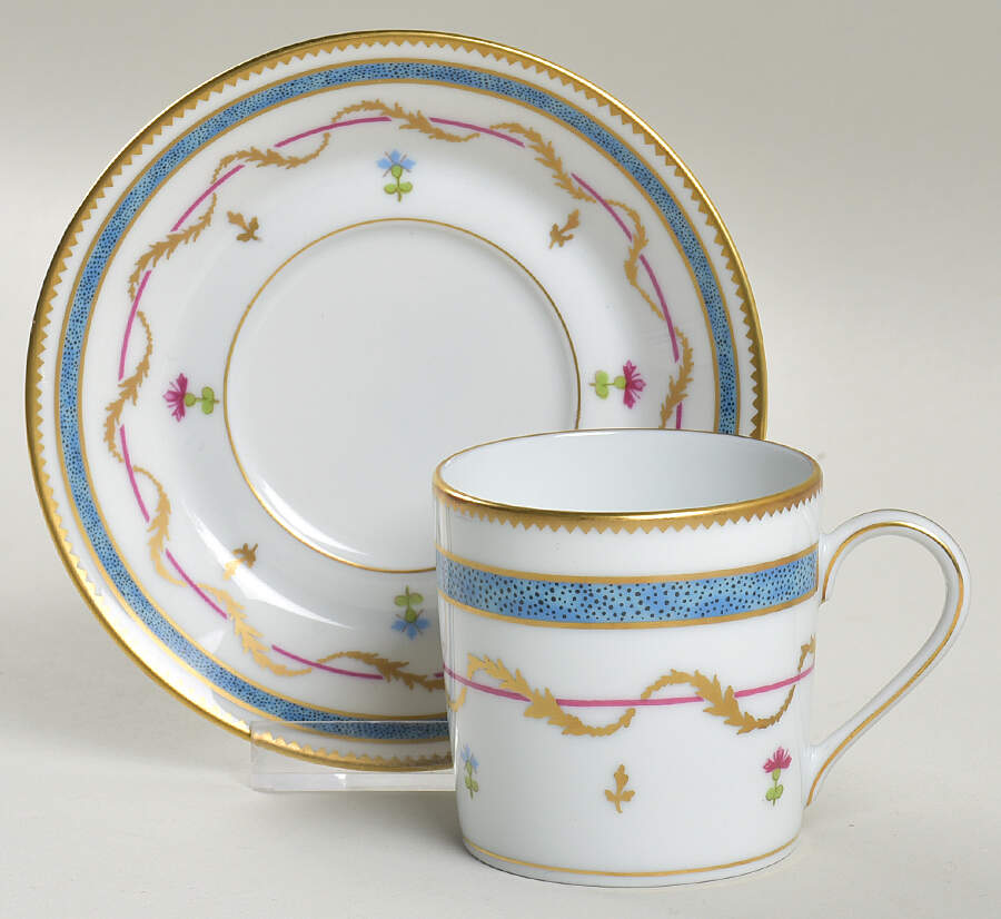 Vieux Paris Blue Flat Demitasse Cup & Saucer Set by Haviland-1