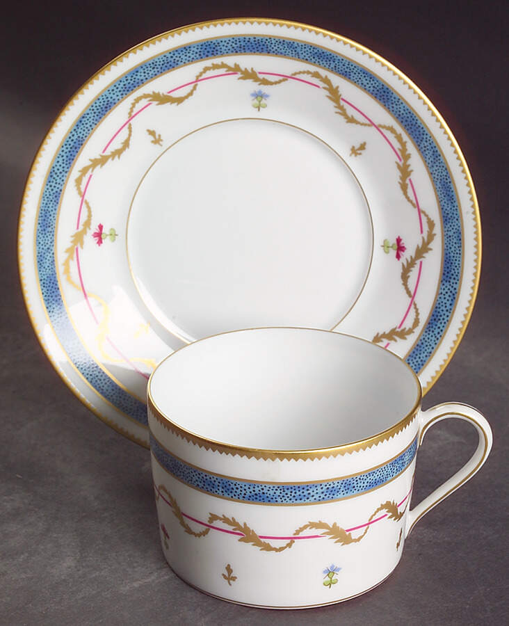 Vieux Paris Blue Flat Cup & Saucer Set by Haviland-1