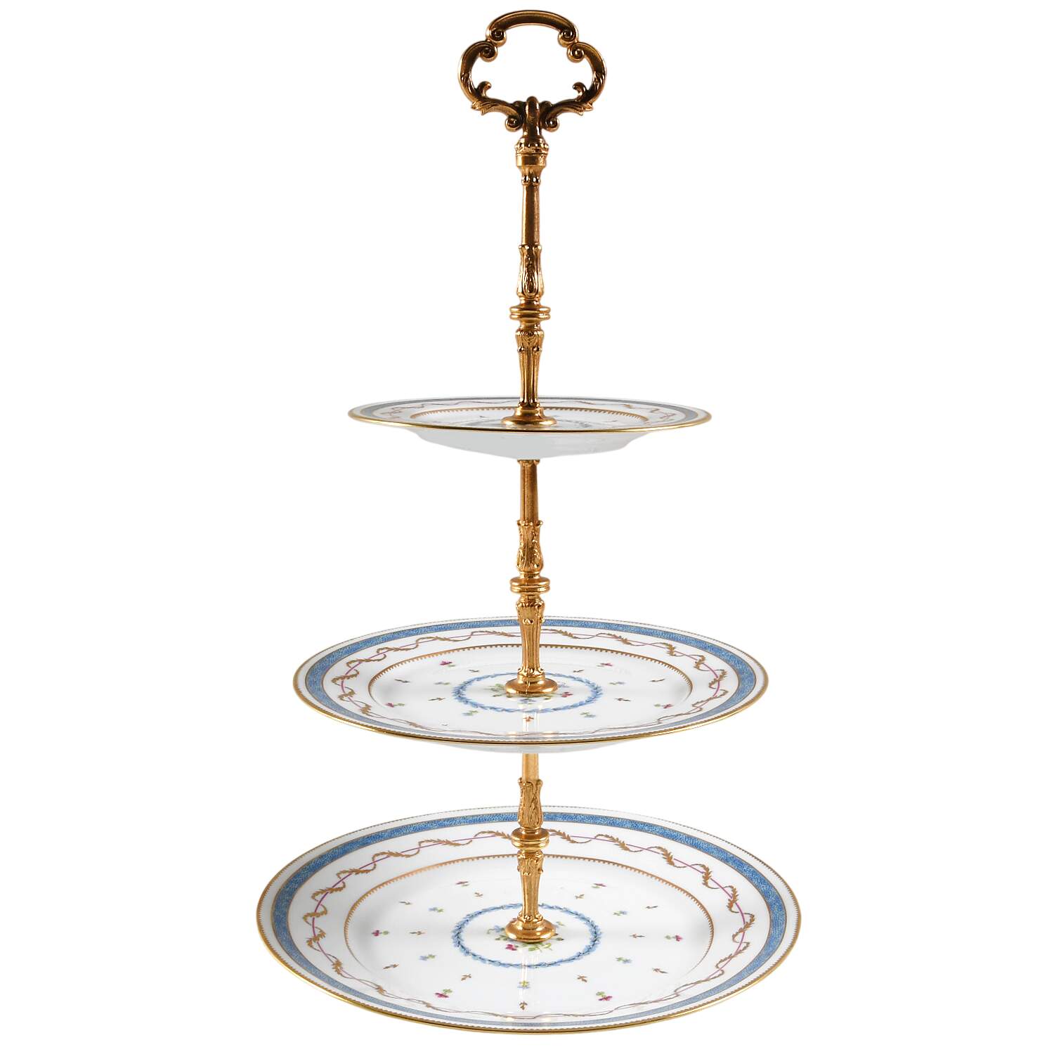 Vieux Paris Blue 3-Tiered Serving Tray (DP, SP, BB) by Haviland-1