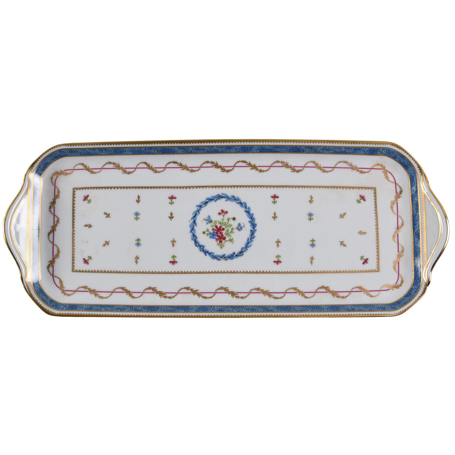 Vieux Paris Blue Oblong Cake Plate by Haviland-1