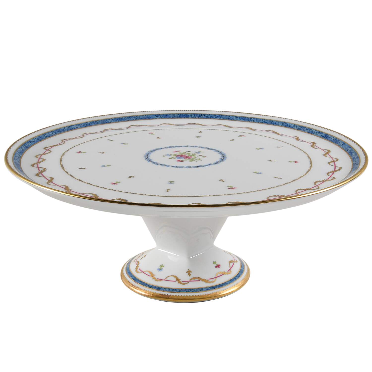 Vieux Paris Blue Footed Cake Plate by Haviland-1