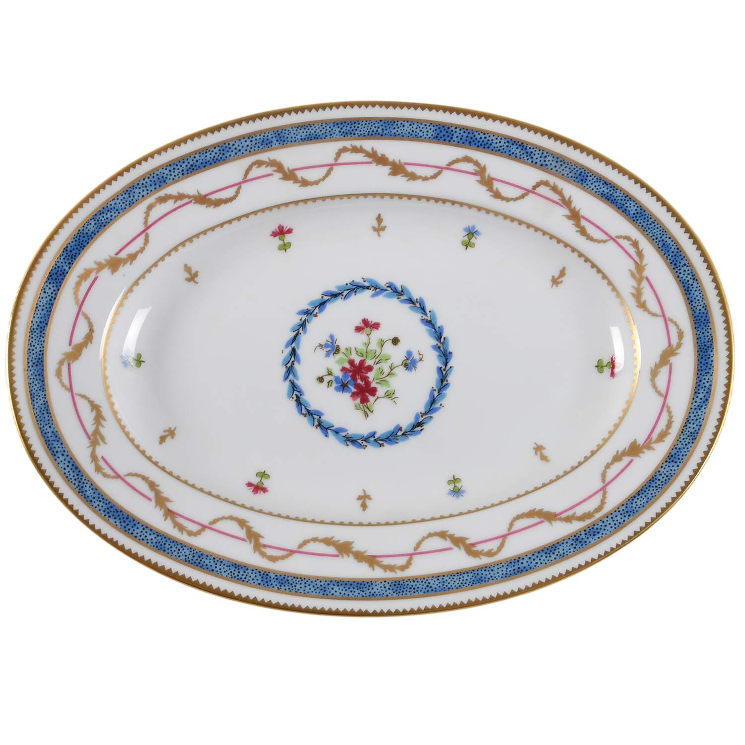 Vieux Paris Blue Pickle Dish by Haviland-1