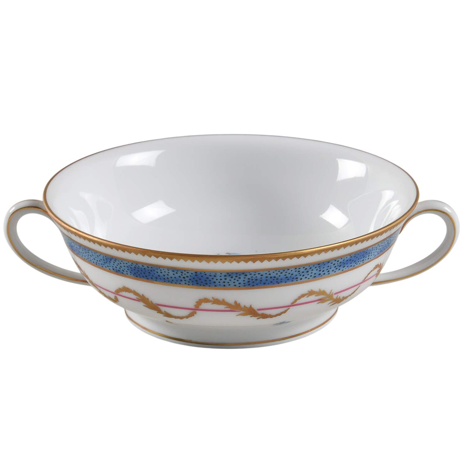 Vieux Paris Blue Flat Cream Soup Bowl by Haviland-1