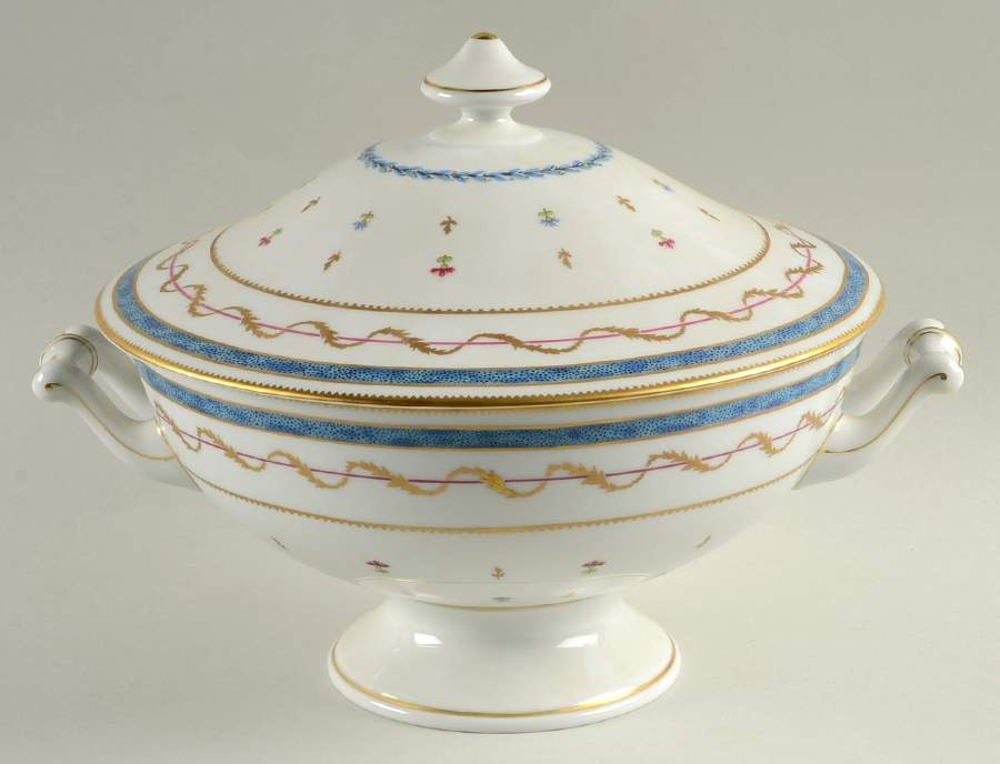 Vieux Paris Blue Round Covered Vegetable by Haviland-1