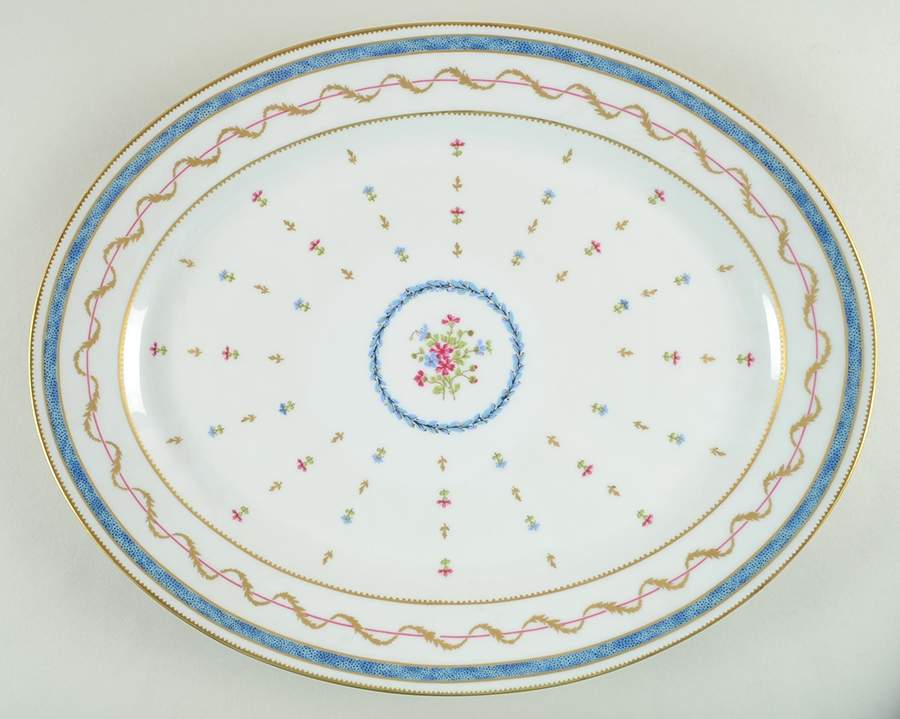 Vieux Paris Blue 16" Oval Serving Platter by Haviland-1