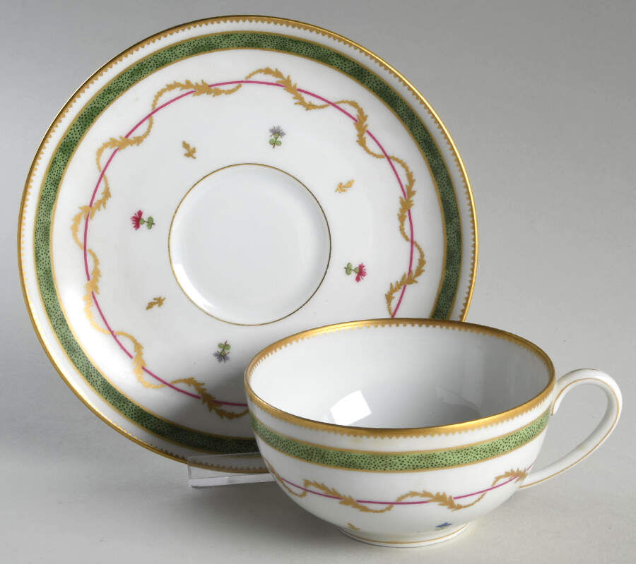 Vieux Paris Green (Vert) Oversized Cup & Saucer Set by Haviland-1