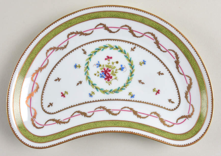 Vieux Paris Green (Vert) Crescent Salad Plate by Haviland-1