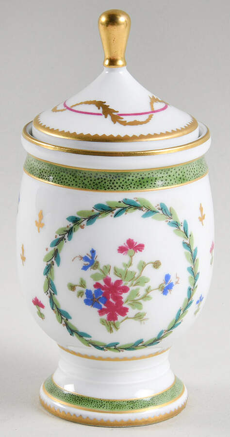 Vieux Paris Green (Vert) Covered Petite Jar & Lid by Haviland-1