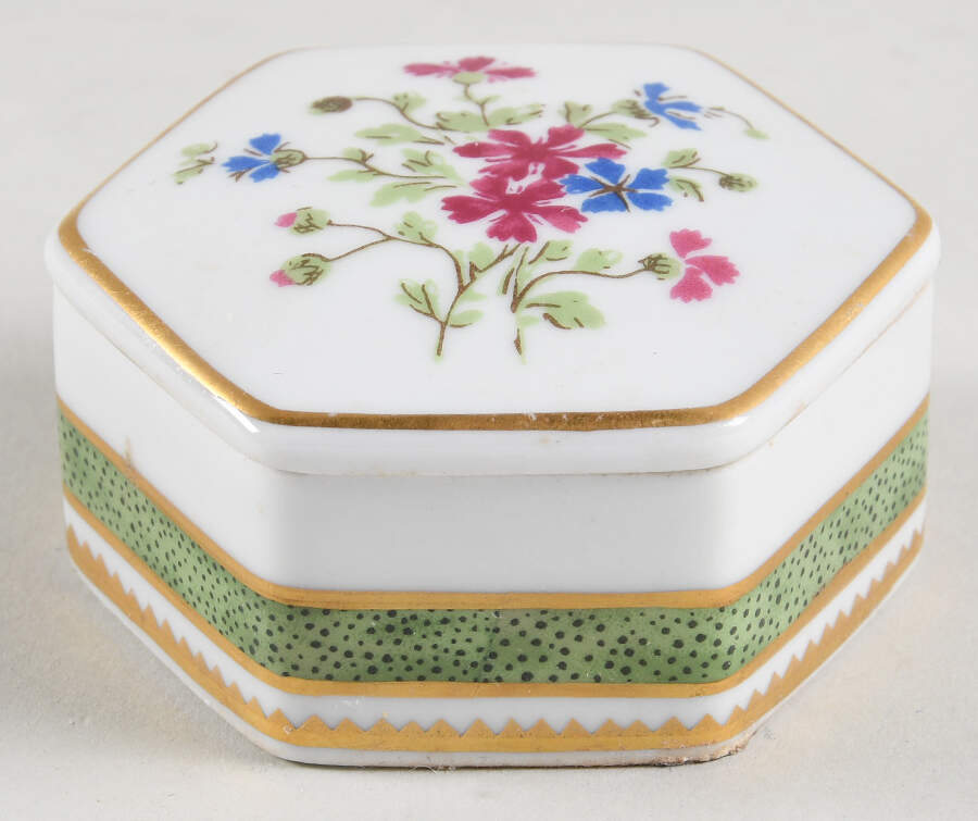 Vieux Paris Green (Vert) Hexagonal Box & Lid by Haviland-1