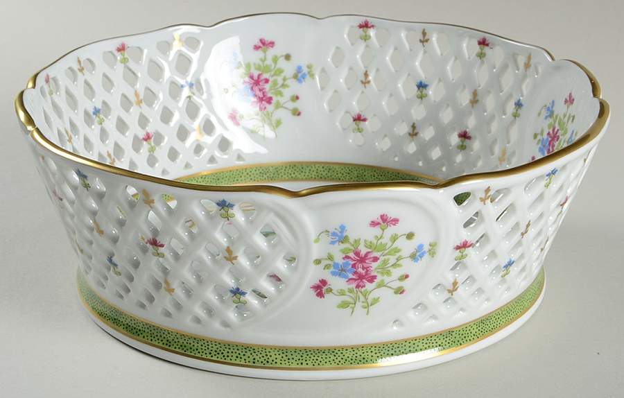 Vieux Paris Green (Vert) 8" Round Open Weave Basket by Haviland-1