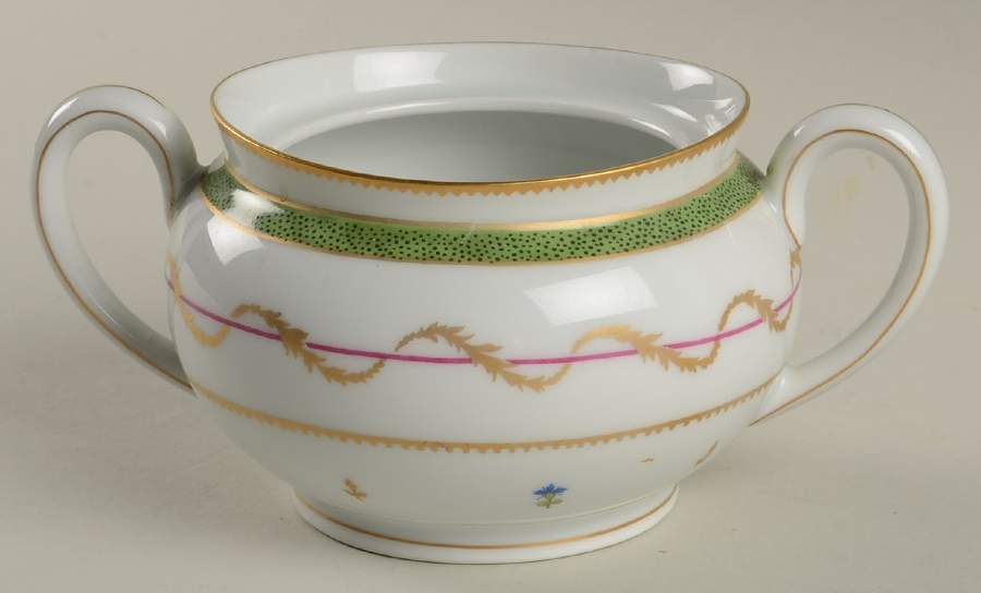 Vieux Paris Green (Vert) Sugar Bowl No Lid by Haviland-1