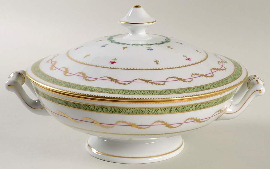 Vieux Paris Green (Vert) Round Covered Vegetable by Haviland-1