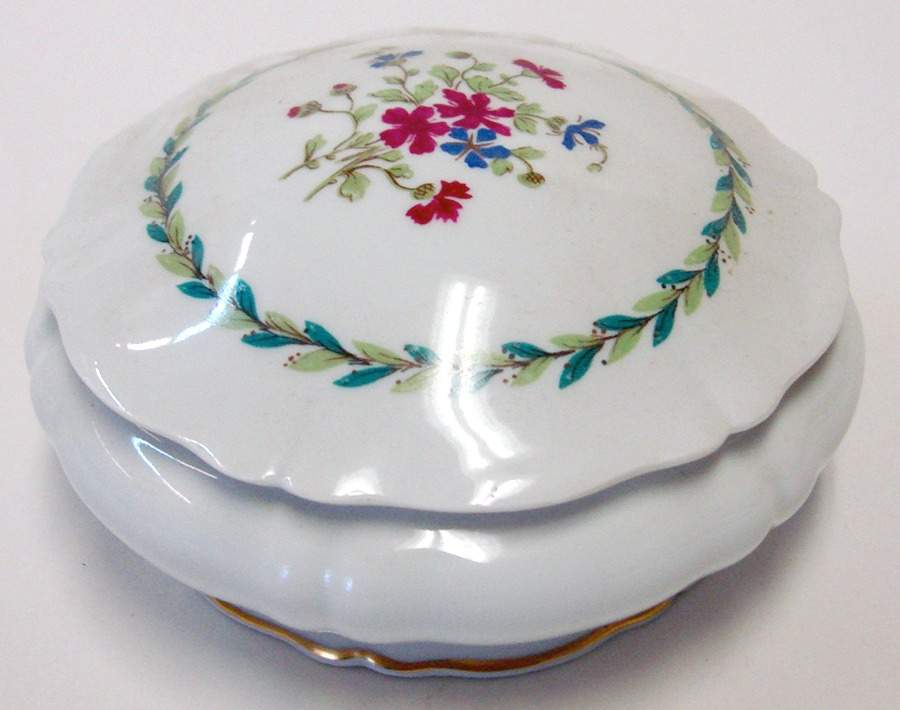 Vieux Paris Green (Vert) 5" Round Box & Lid by Haviland-1