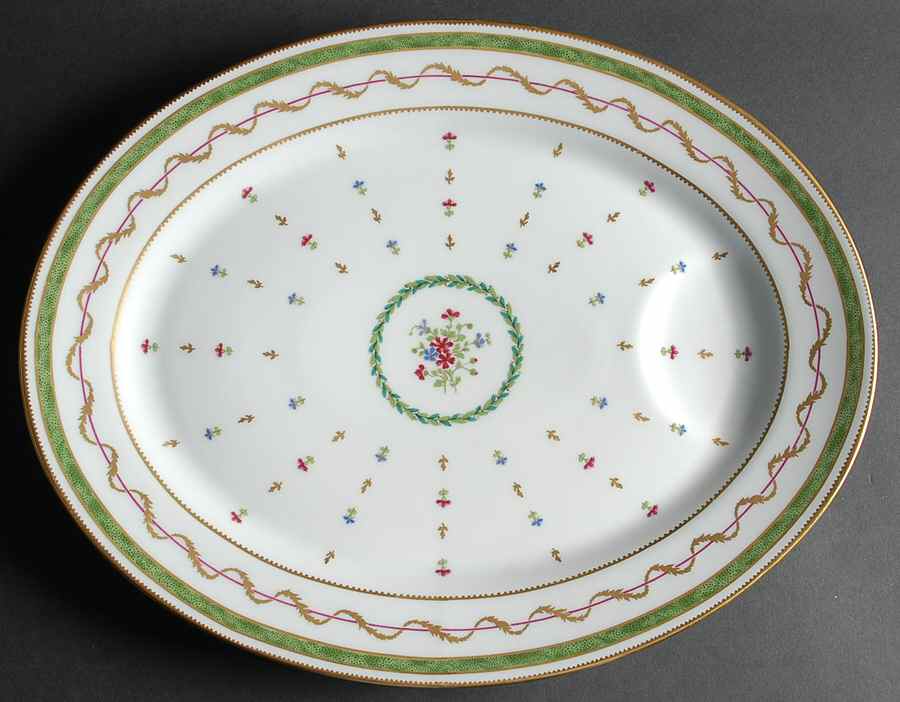 Vieux Paris Green (Vert) 16" Oval Serving Platter by Haviland-1