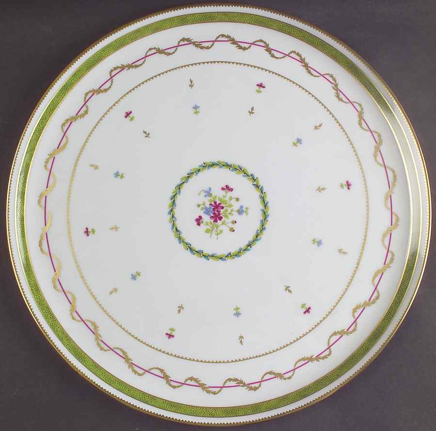 Vieux Paris Green (Vert) Cake Plate by Haviland-1