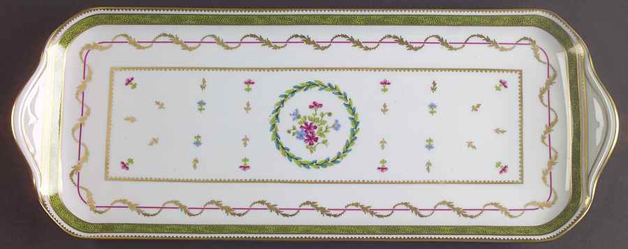 Vieux Paris Green (Vert) Oblong Cake Plate by Haviland-1