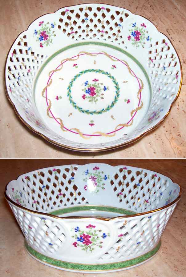 Vieux Paris Green (Vert) Fruit Basket by Haviland-1
