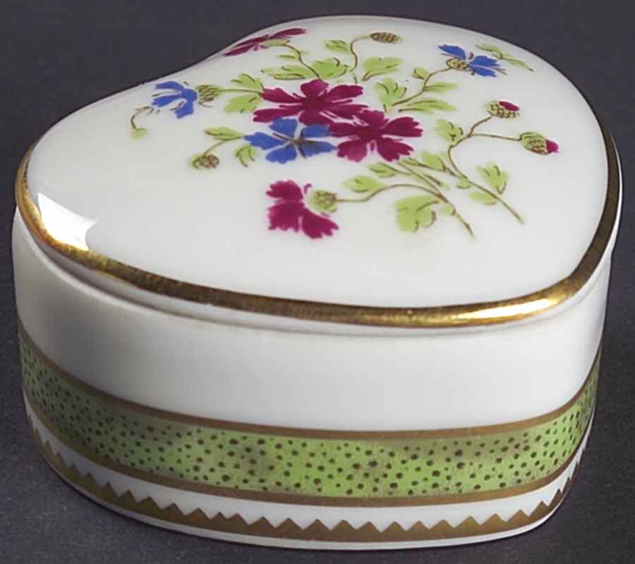 Vieux Paris Green (Vert) Heart Shape Box & Lid by Haviland-1
