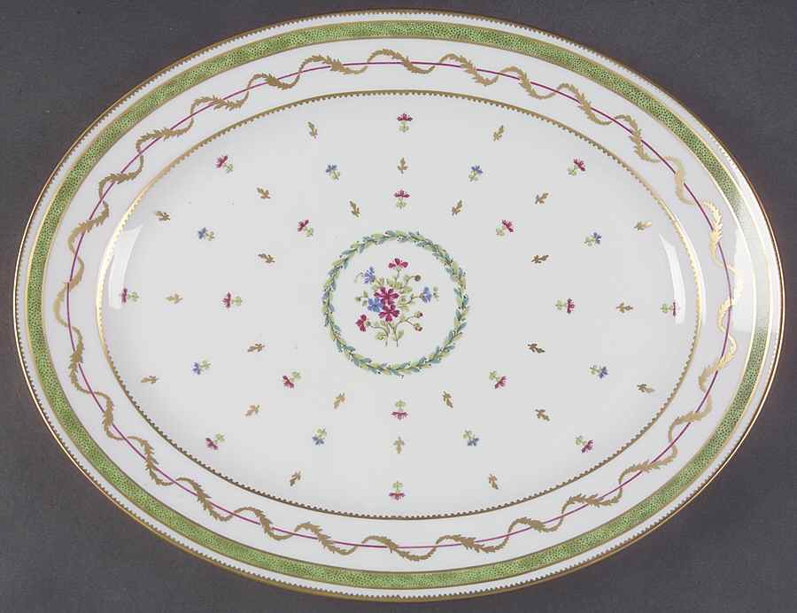 Vieux Paris Green (Vert) 13" Oval Serving Platter by Haviland-1