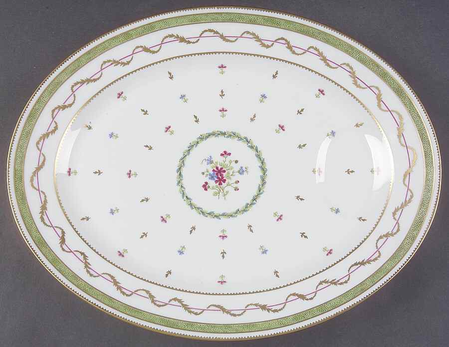 Vieux Paris Green (Vert) 13" Oval Serving Platter by Haviland-1