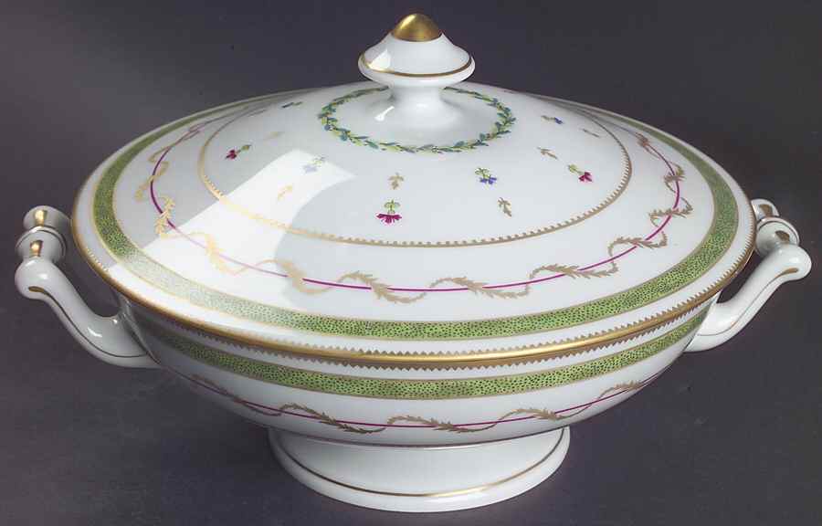 Vieux Paris Green (Vert) Round Covered Vegetable by Haviland-1