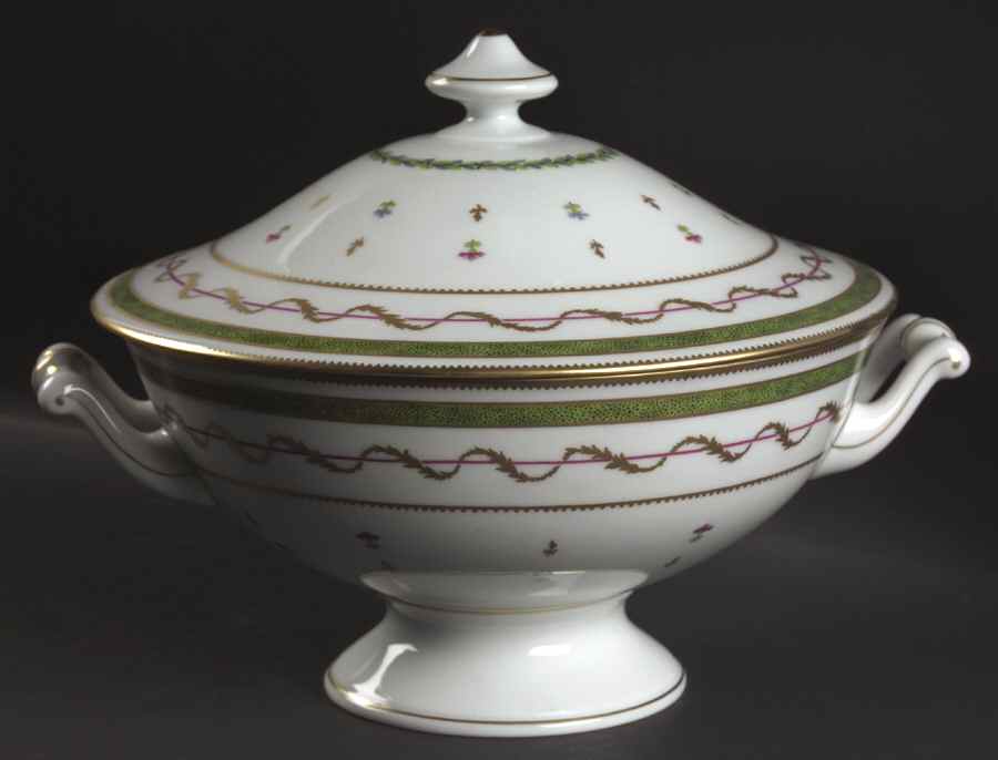 Vieux Paris Green (Vert) Large Round Covered Vegetable by Haviland-1