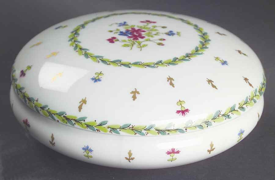 Vieux Paris Green (Vert) Round Box & Lid by Haviland-1