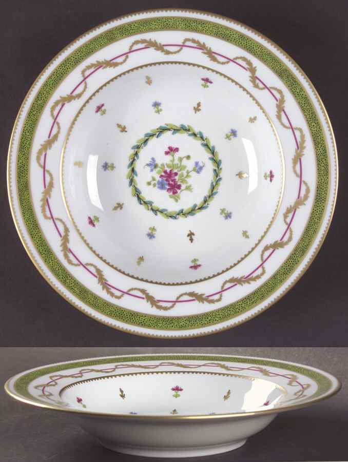 Vieux Paris Green (Vert) Rim Soup Bowl by Haviland-1