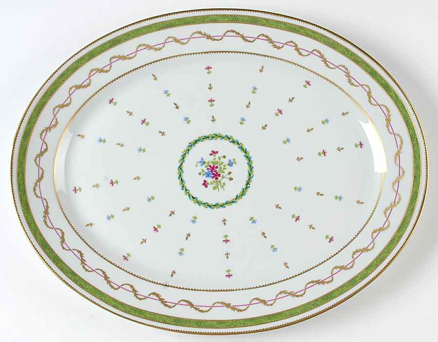 Vieux Paris Green (Vert) 16" Oval Serving Platter by Haviland-1