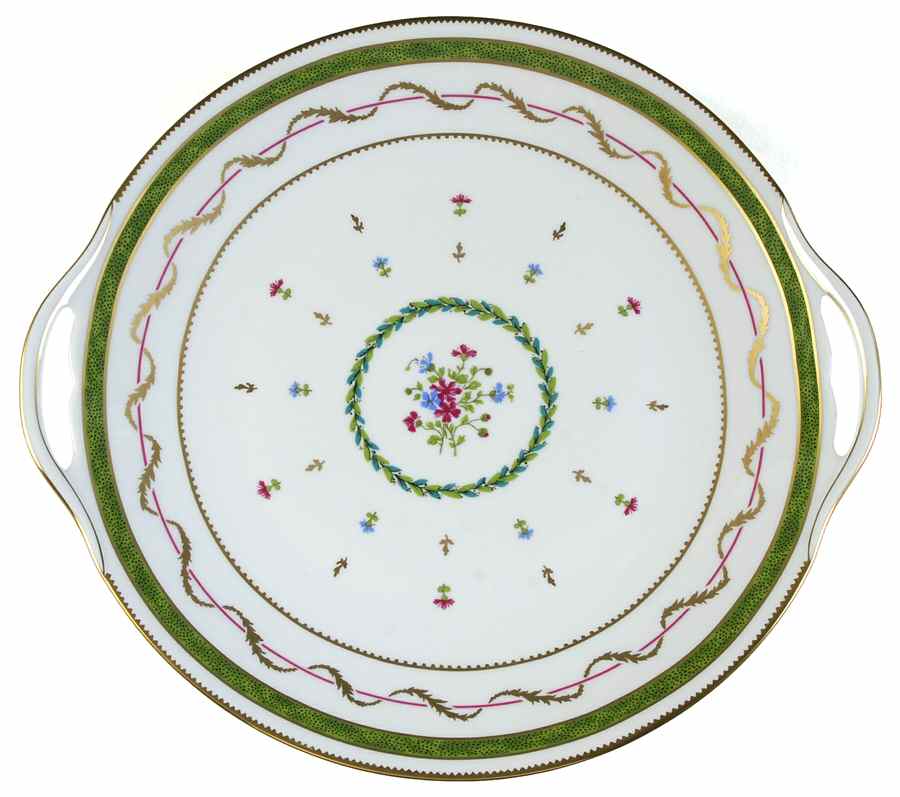Vieux Paris Green (Vert) Handled Cake Plate by Haviland-1