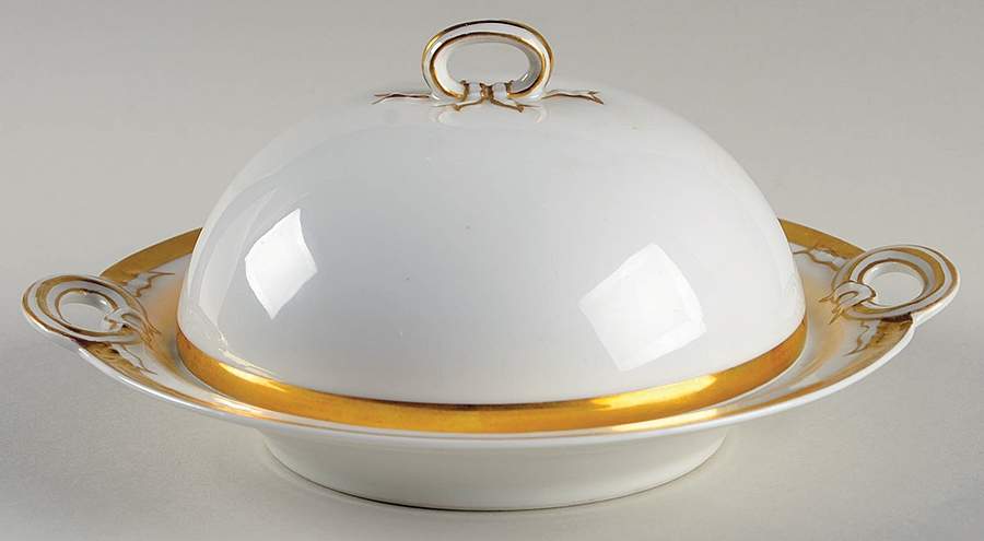 Wedding Ring Round Covered Butter with Strainer by Haviland-1