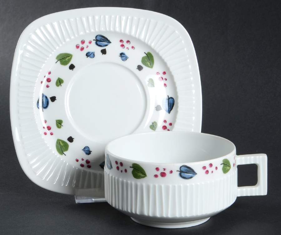 Wild Fruit Footed Cup & Saucer Set by Haviland-1