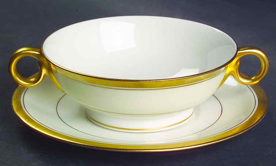 Windsor Footed Cream Soup Bowl & Saucer Set by Haviland-1