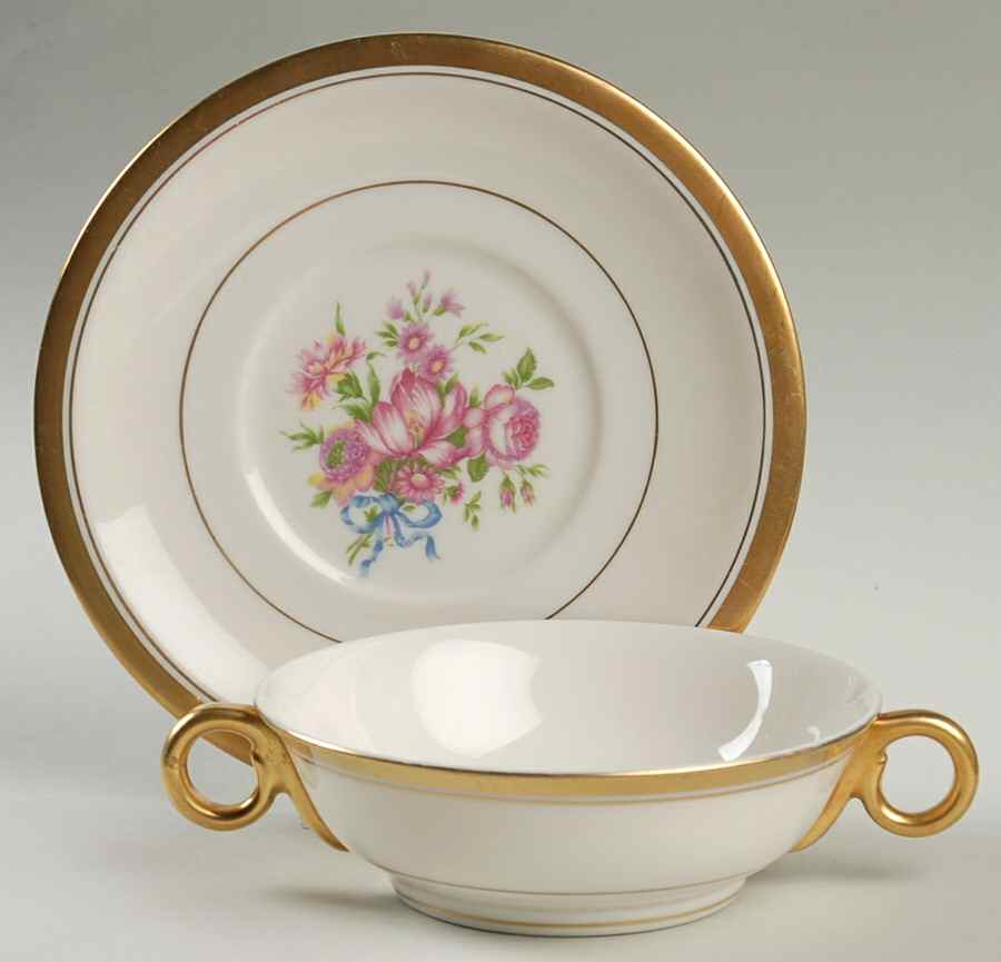 Winfield Footed Cream Soup Bowl & Saucer Set by Haviland-1