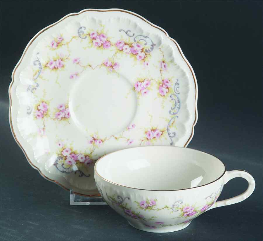 Yvonne Flat Cup & Saucer Set by Haviland-1