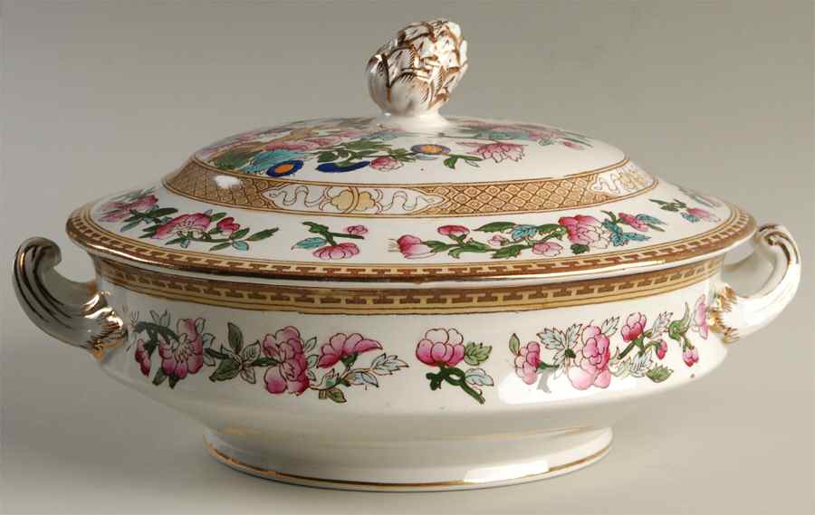 Indian Tree (Smooth, Gold) Round Covered Vegetable by Sampson Hancock & Sons-1