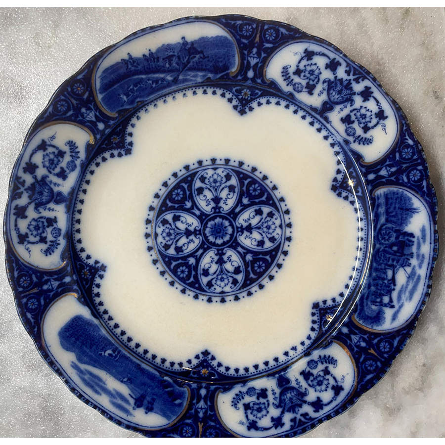 Leicester Flow Blue (Center Design) Dinner Plate by Sampson Hancock & Sons-1