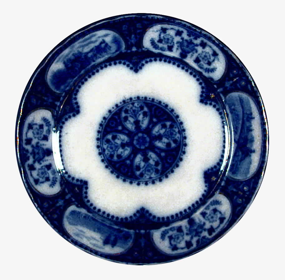 Leicester Flow Blue (Center Design) Salad Plate by Sampson Hancock & Sons-1