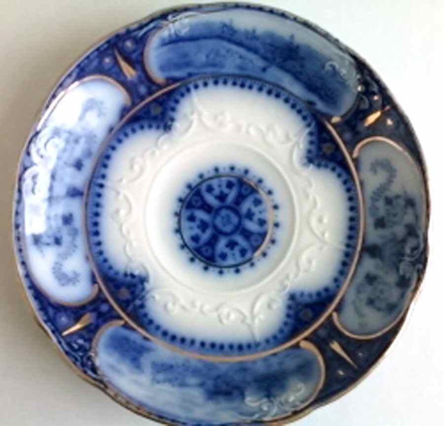Leicester Flow Blue (Center Design) Bread & Butter Plate by Sampson Hancock & Sons-1
