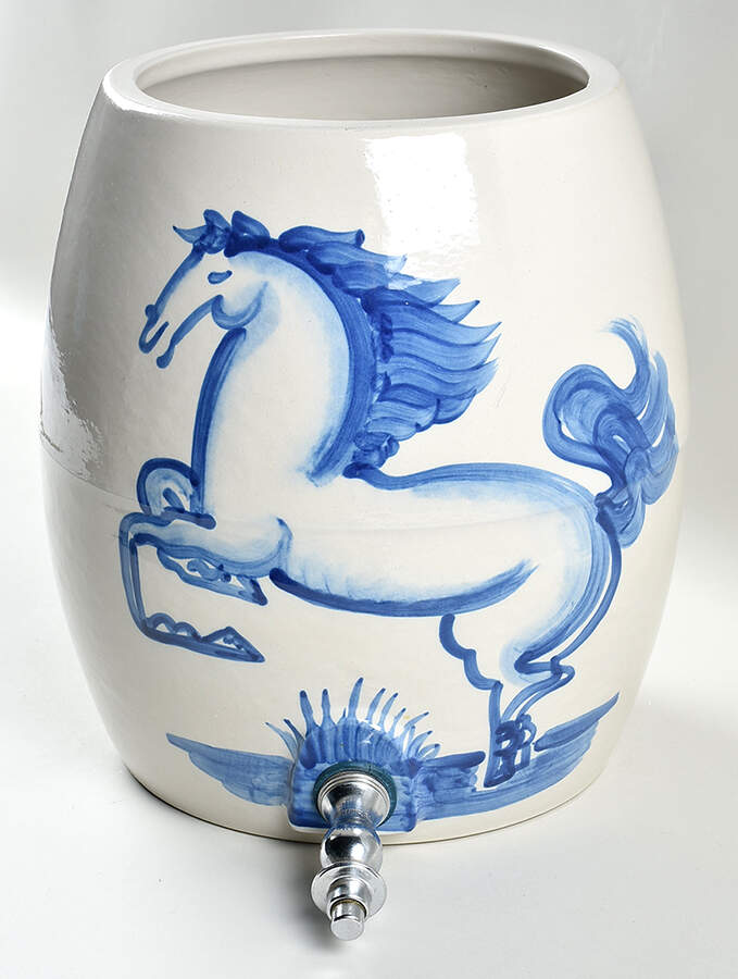 Blue Horse Samovar No Lid by M A Hadley-1