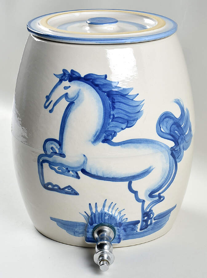 Blue Horse Samovar & Lid by M A Hadley-1