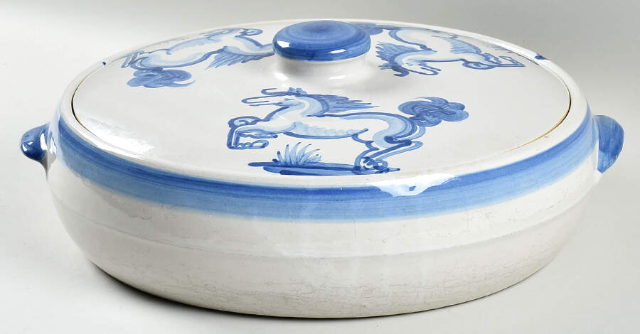Blue Horse 3 Quart Round Covered Casserole by M A Hadley-1